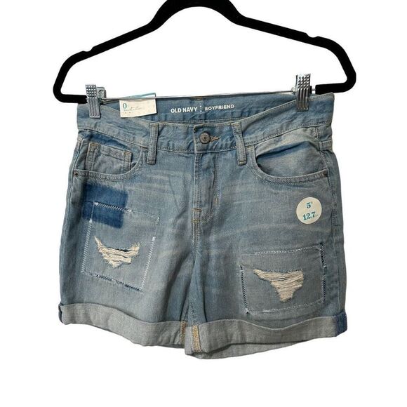 NWT New Old Navy Size 0 Regular Boyfriend denim Distressed shorts - Picture 1 of 9